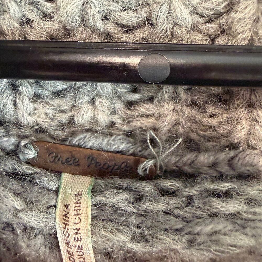 Free People Wool Blend Boho Sweater Medium Gray Fair Isle Cowl Neck Chunky Knit‎ - Picture 5 of 8
